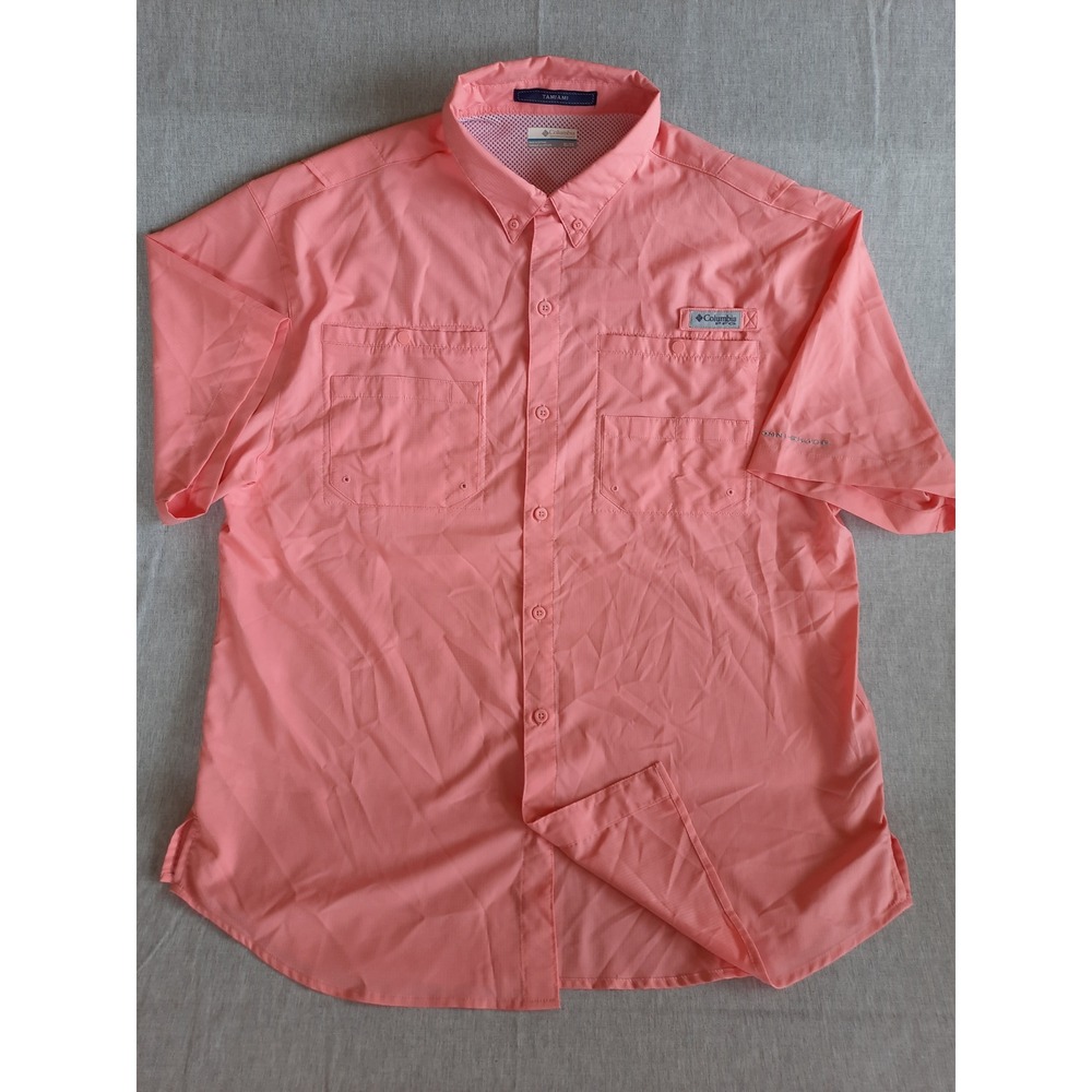 Columbia Sportswear Company Mens XL Peach Vent Utility Shortsleeve Buttons Shirt